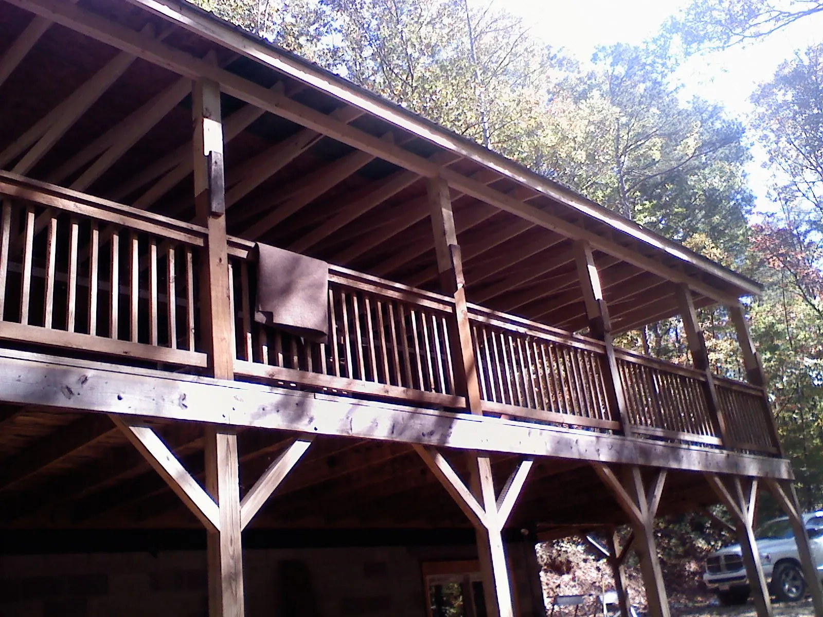 Timber framing under a new elevated porch and deck — Roof Leak Repair in Manteno by Roofing Brothers