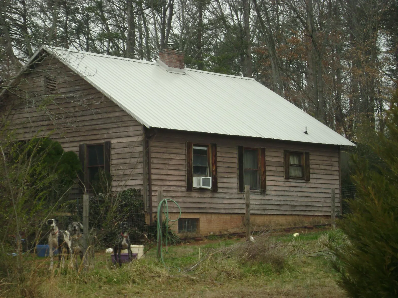 White metal roof on an old wood sided farmhouse, from a Asphalt Shingle Roof Repair job in Manteno